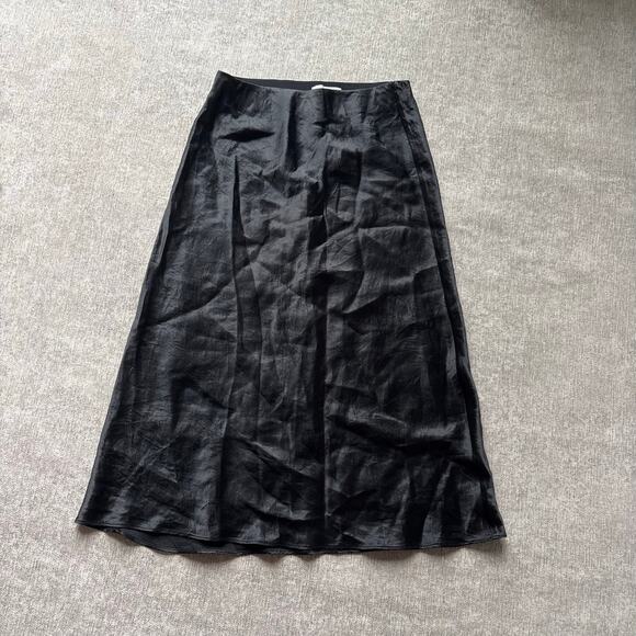 NWOT Aritzia Slip Satin Black Midi Skirt - Picture 1 of 4
